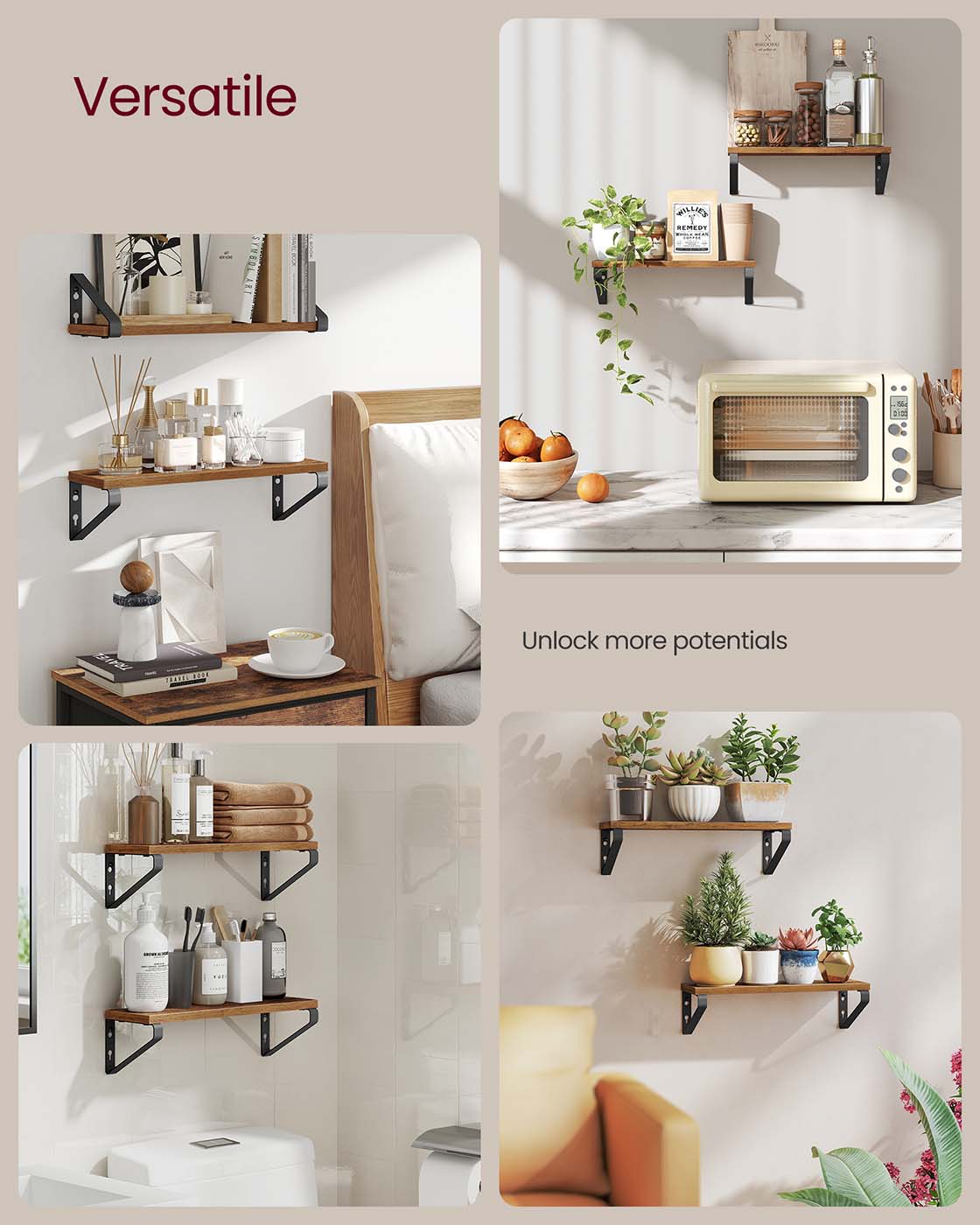 Set of 2 Wall Shelves 2 Mounting Ways - image 3