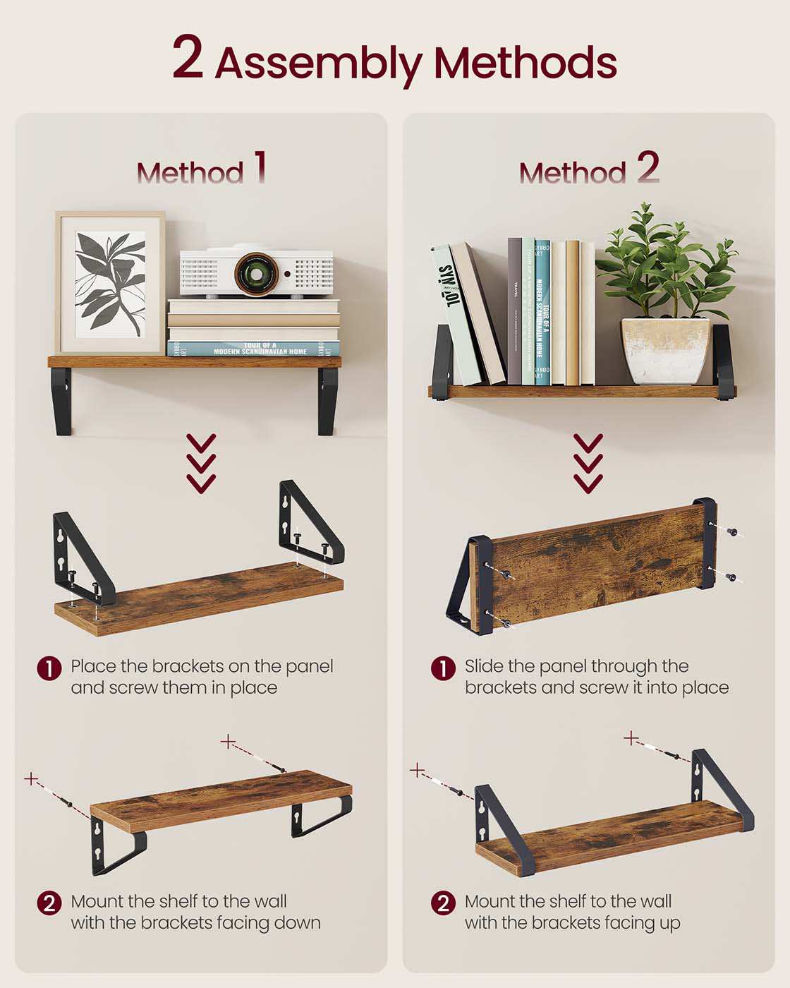 Set of 2 Wall Shelves 2 Mounting Ways - image 6