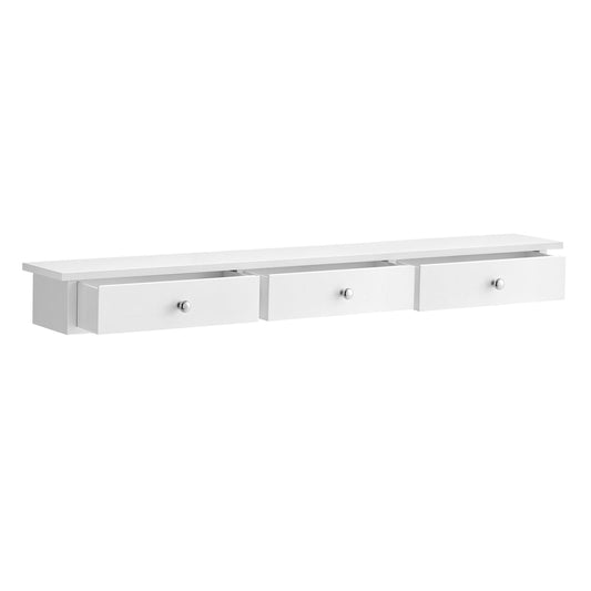 White Wall-Mounted Floating Shelf with Drawers - image 1