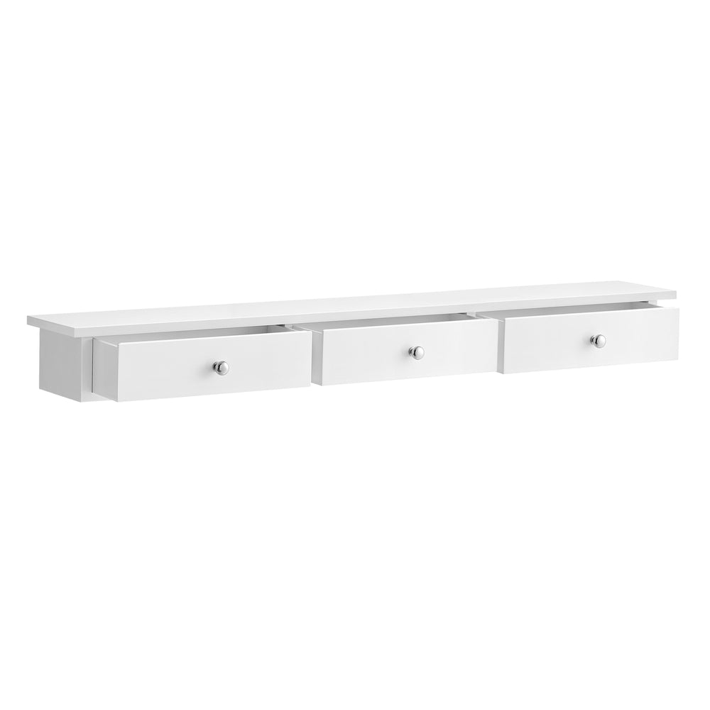 White Wall-Mounted Floating Shelf with Drawers - image 2