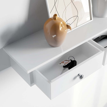 White Wall-Mounted Floating Shelf with Drawers - image 7