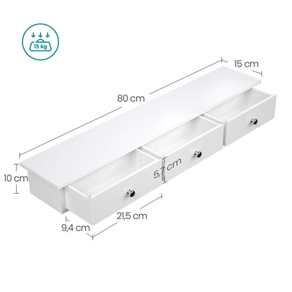 White Wall-Mounted Floating Shelf with Drawers - image 10