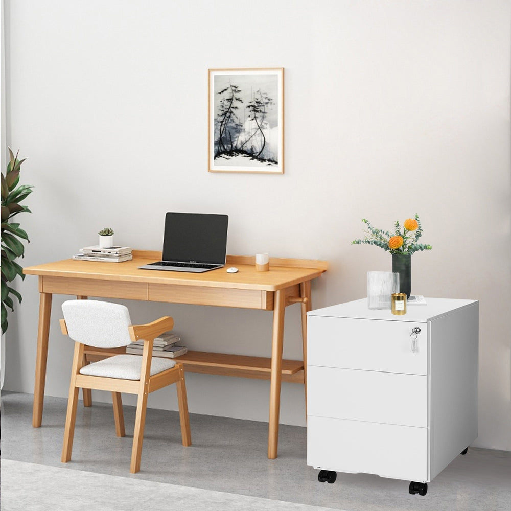 Mobile Desk Cabinet Lockable with 3 Drawers, Document and Stationery Storage - image 2