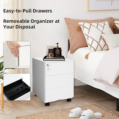 Mobile Desk Cabinet Lockable with 3 Drawers, Document and Stationery Storage - image 3