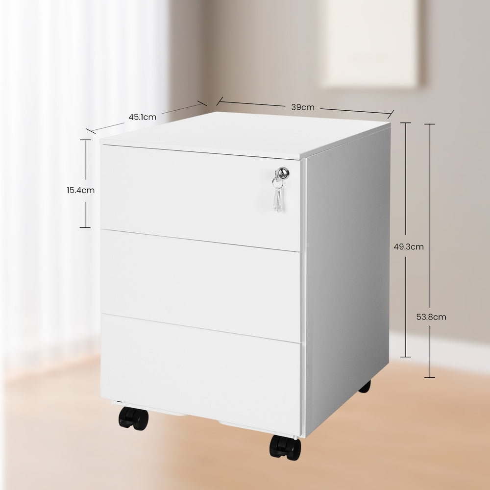 Mobile Desk Cabinet Lockable with 3 Drawers, Document and Stationery Storage - image 5