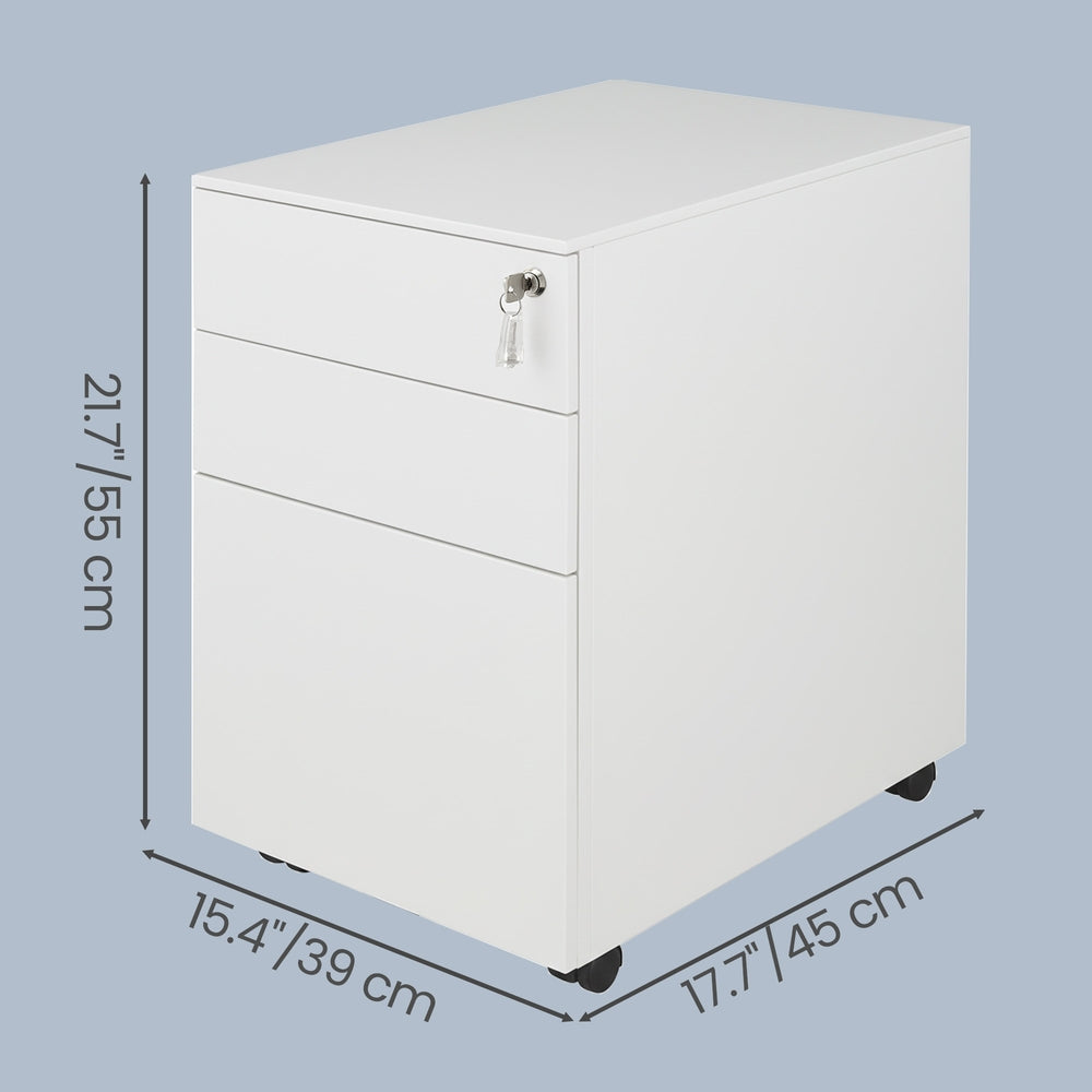Mobile Desk Cabinet Lockable with 3 Drawers, Document and Stationery Storage - image 7