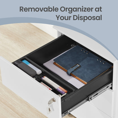 Mobile Desk Cabinet Lockable with 3 Drawers, Document and Stationery Storage - image 9