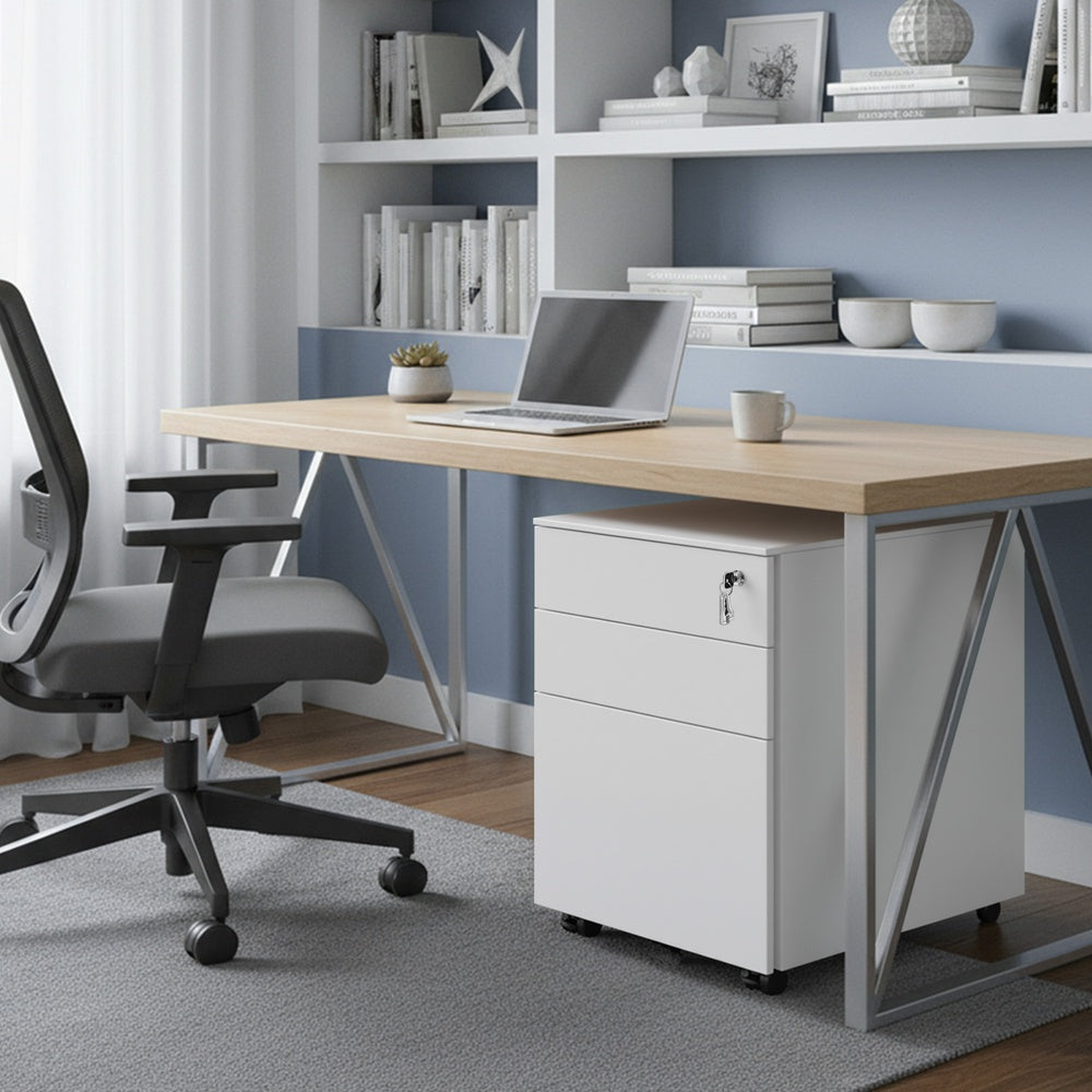 Mobile Desk Cabinet Lockable with 3 Drawers, Document and Stationery Storage - image 11