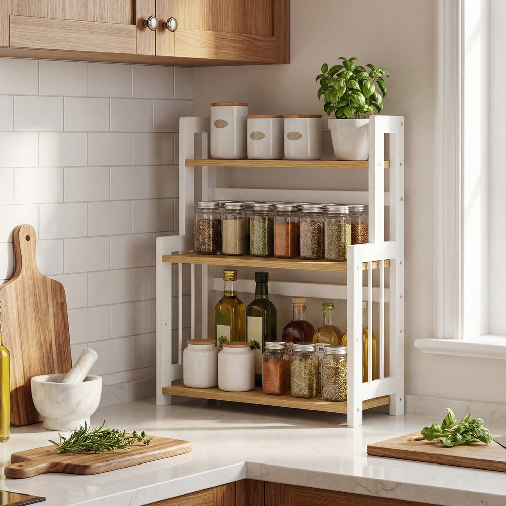 3-Tier Bamboo Countertop Shelf, Spice Organizer Rack for Kitchen - image 2