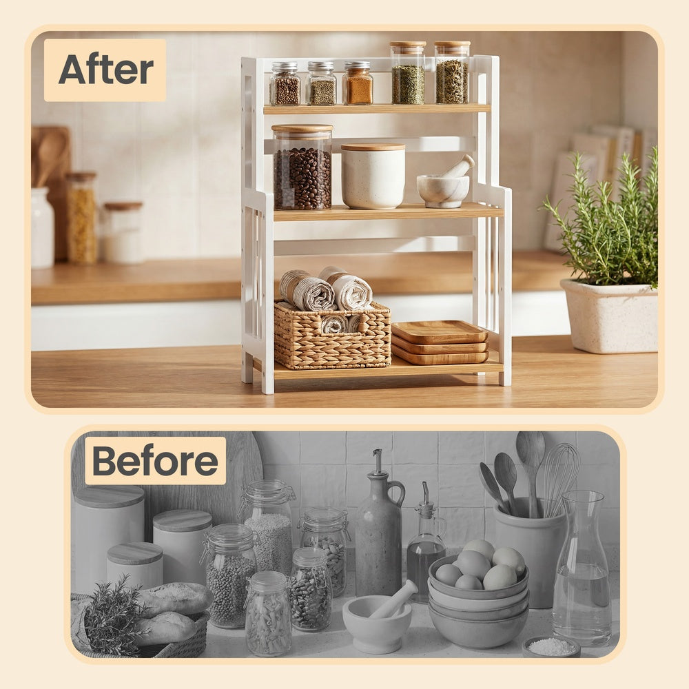 3-Tier Bamboo Countertop Shelf, Spice Organizer Rack for Kitchen - image 5