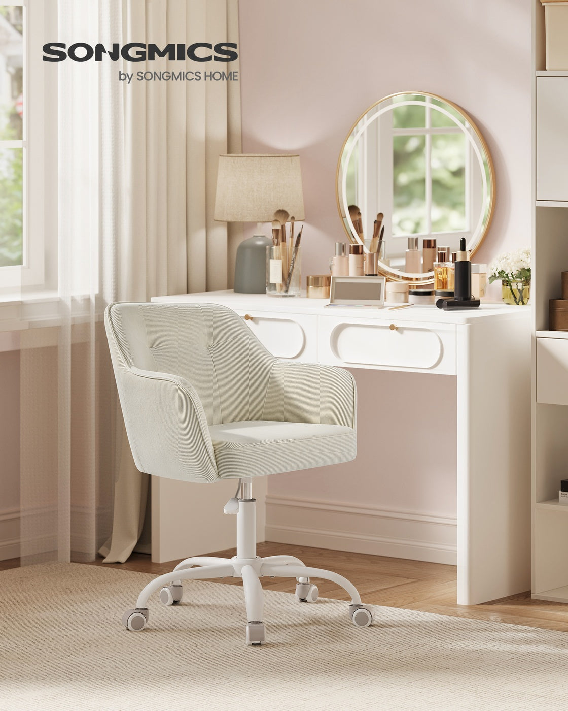 Office Chair Swivel Desk Chair 110 kg Load Sand Beige - image 2