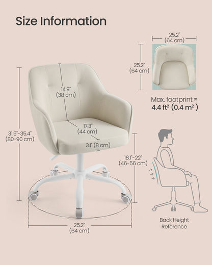 Office Chair Swivel Desk Chair 110 kg Load Sand Beige - image 7