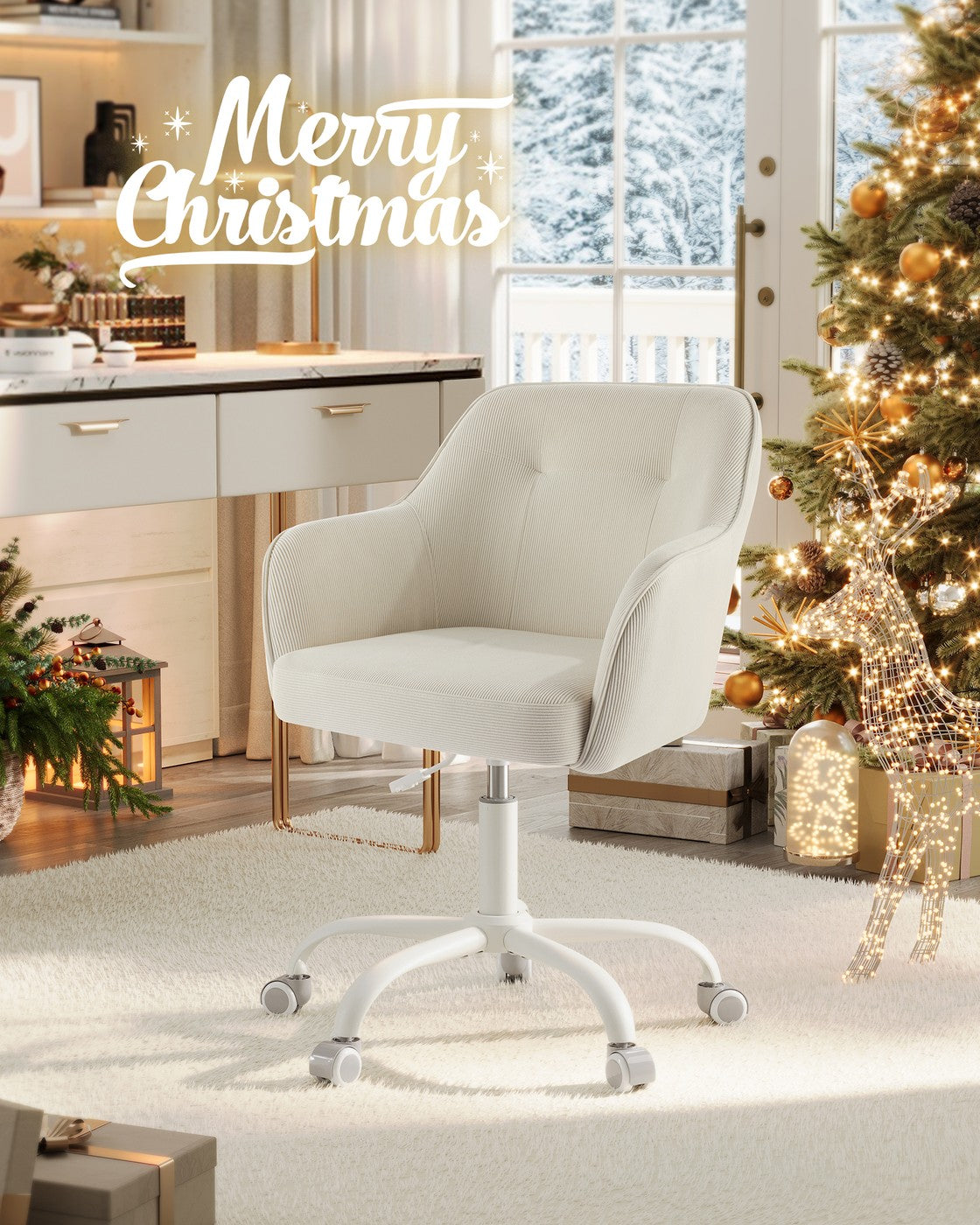 Office Chair Swivel Desk Chair 110 kg Load Sand Beige - image 8