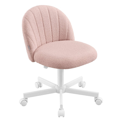 Office Chair Swivel Makeup Vanity Desk Chair Teddy Fleece Cream White - image 9