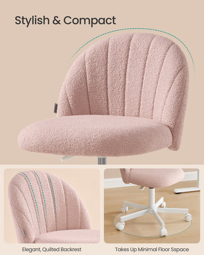 Office Chair Swivel Makeup Vanity Desk Chair Teddy Fleece Cream White - image 12
