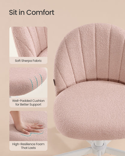 Office Chair Swivel Makeup Vanity Desk Chair Teddy Fleece Cream White - image 13