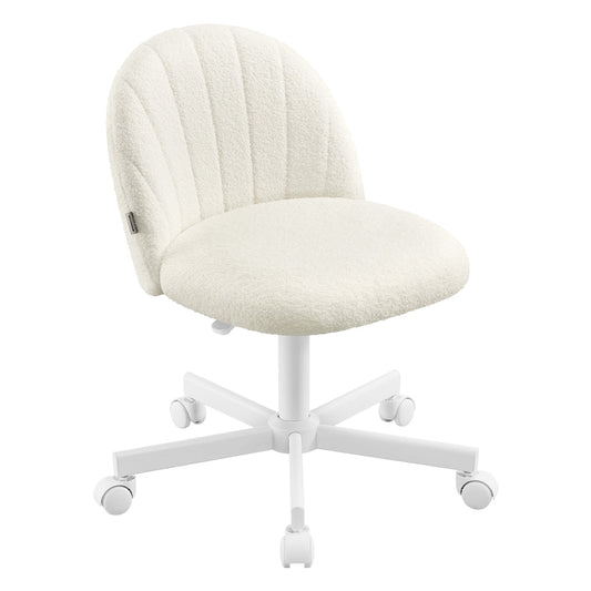 Office Chair Swivel Makeup Vanity Desk Chair Teddy Fleece Cream White - image 1