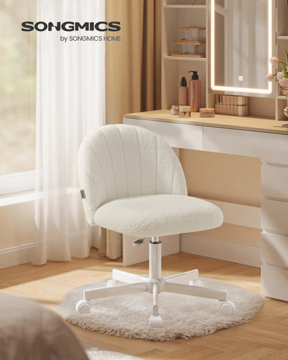 Office Chair Swivel Makeup Vanity Desk Chair Teddy Fleece Cream White - image 2