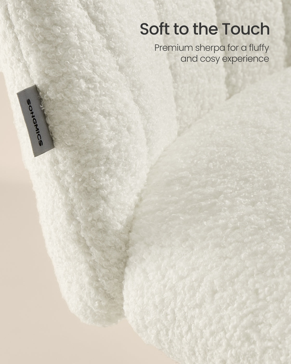Office Chair Swivel Makeup Vanity Desk Chair Teddy Fleece Cream White - image 3