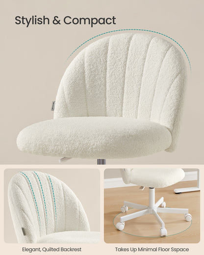 Office Chair Swivel Makeup Vanity Desk Chair Teddy Fleece Cream White - image 4