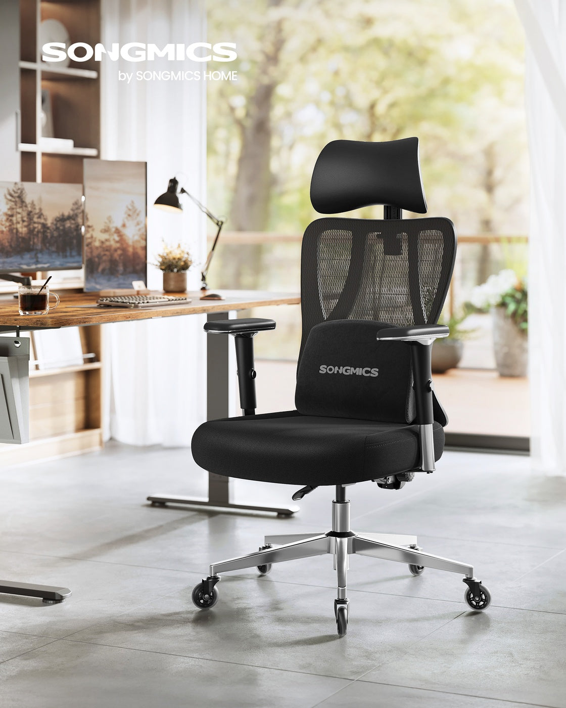 Ergonomic Office Chair Height Adjustable Desk Chair Loads 150 kg Ink Black - image 2