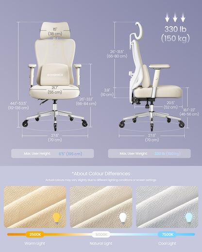 Ergonomic Office Chair Height Adjustable Desk Chair Loads 150 kg Ink Black - image 15