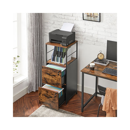 Filing Cabinet, 2 Drawers, Brown and Black - image 3