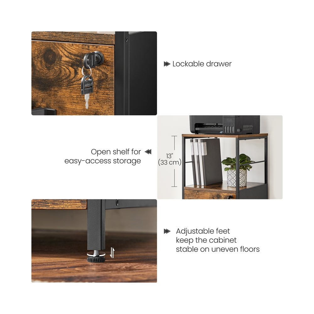 Filing Cabinet, 2 Drawers, Brown and Black - image 4