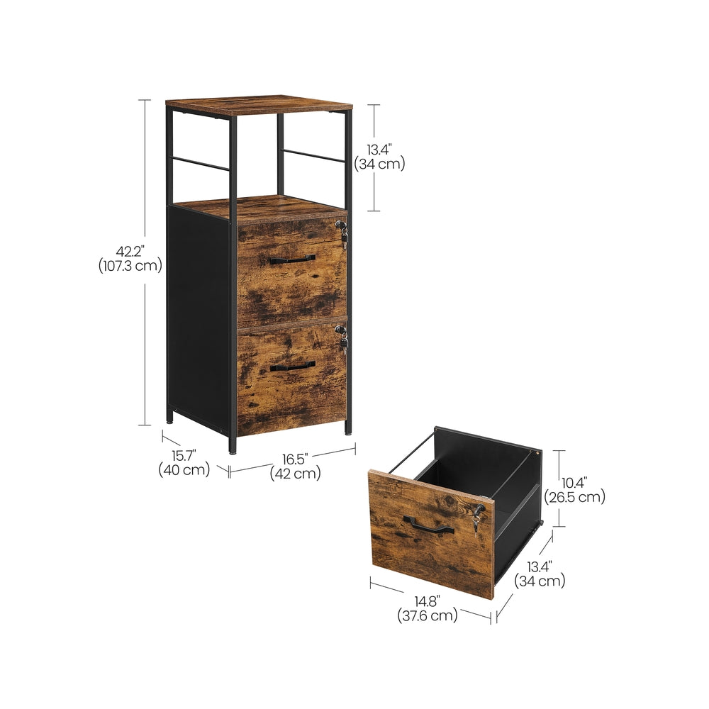 Filing Cabinet, 2 Drawers, Brown and Black - image 6