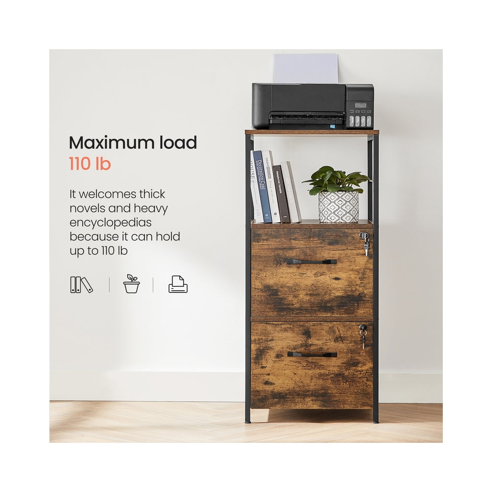 Filing Cabinet, 2 Drawers, Brown and Black - image 7