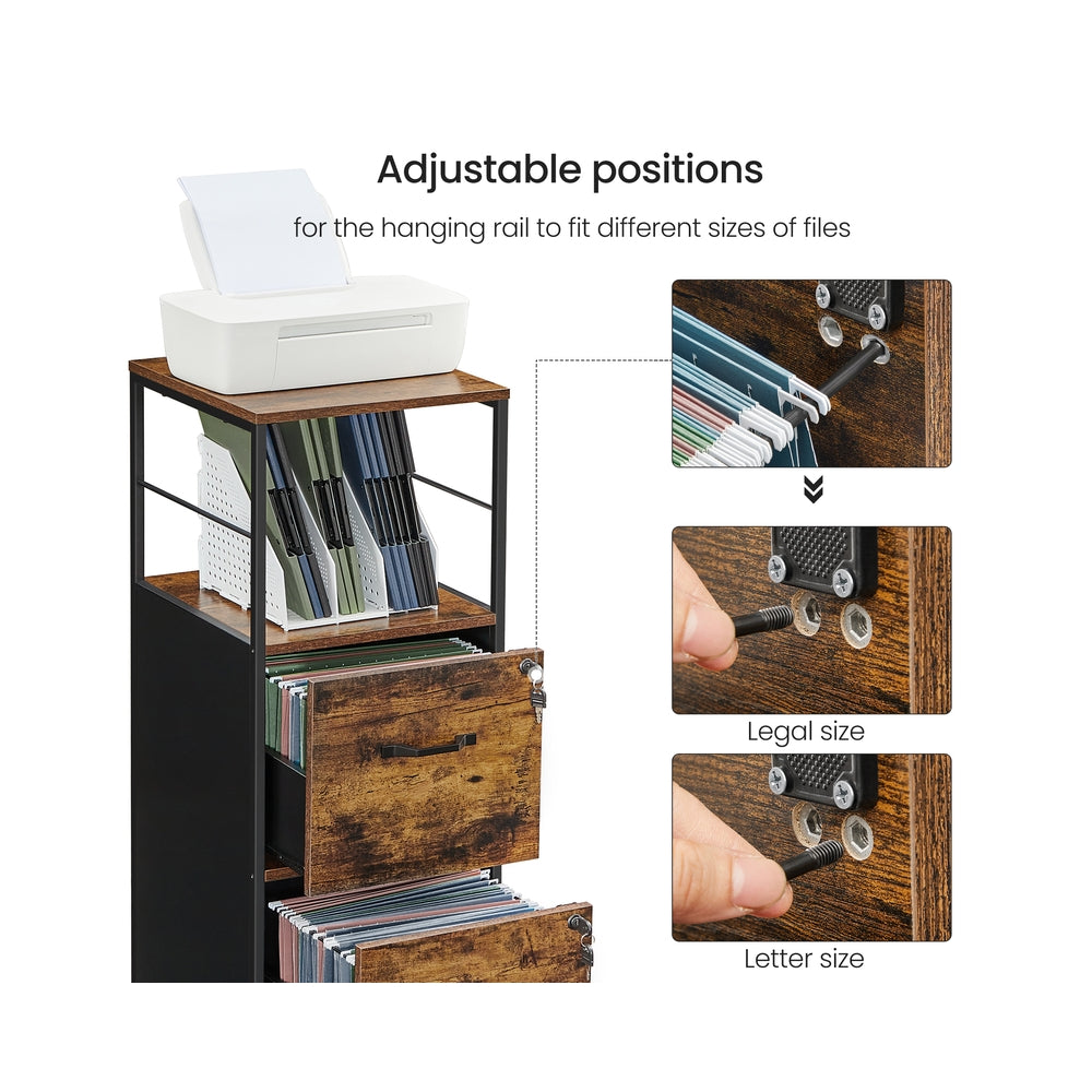 Filing Cabinet, 2 Drawers, Brown and Black - image 8