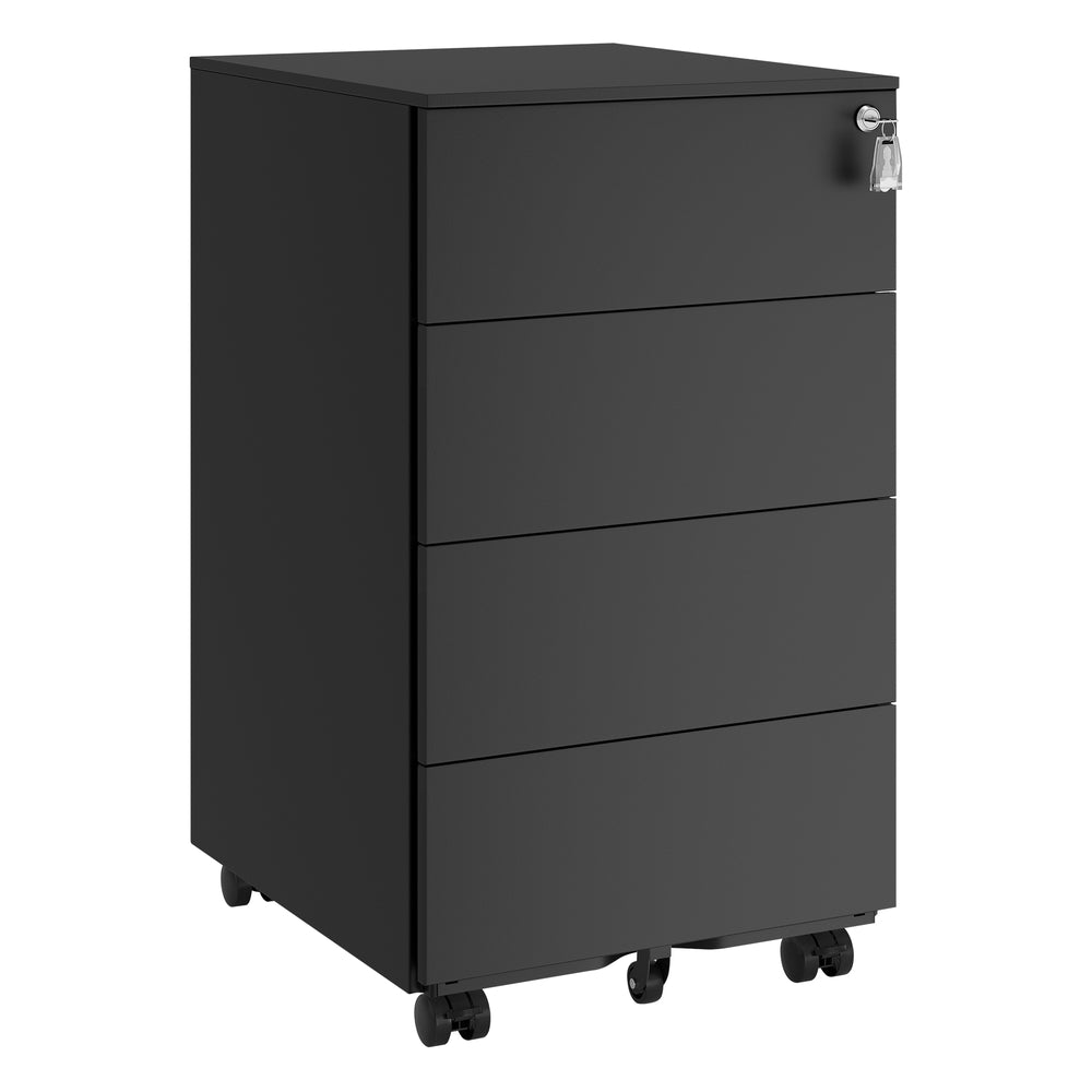 Lockable Mobile File Cabinet with 4 Drawers Ink Black - image 1