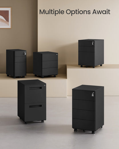 Lockable Mobile File Cabinet with 4 Drawers Ink Black - image 6