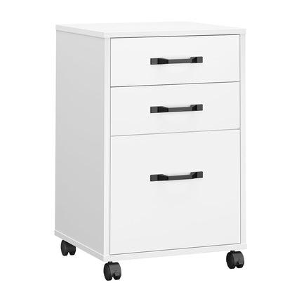 File Cabinet with 2 Drawers Rolling Office Filing Cabinet with Wheels Rustic Brown and Black - image 9