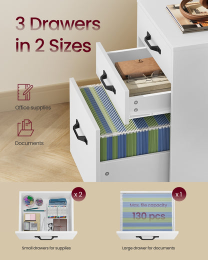 File Cabinet with 2 Drawers Rolling Office Filing Cabinet with Wheels Rustic Brown and Black - image 11