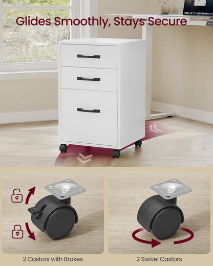 File Cabinet with 2 Drawers Rolling Office Filing Cabinet with Wheels Rustic Brown and Black - image 13