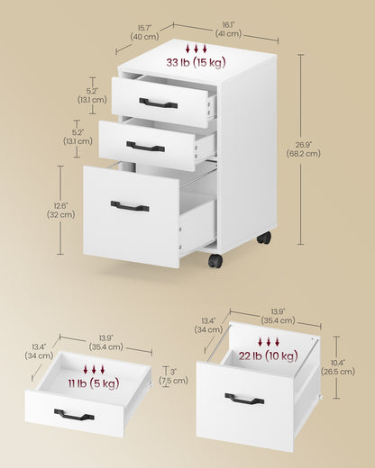 File Cabinet with 2 Drawers Rolling Office Filing Cabinet with Wheels Rustic Brown and Black - image 14