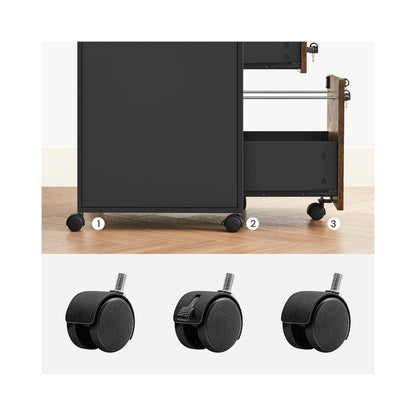 Filing Cabinet Mobile File Cabinet with 2 Lockable Drawers Rustic Brown and Ink Black - image 6