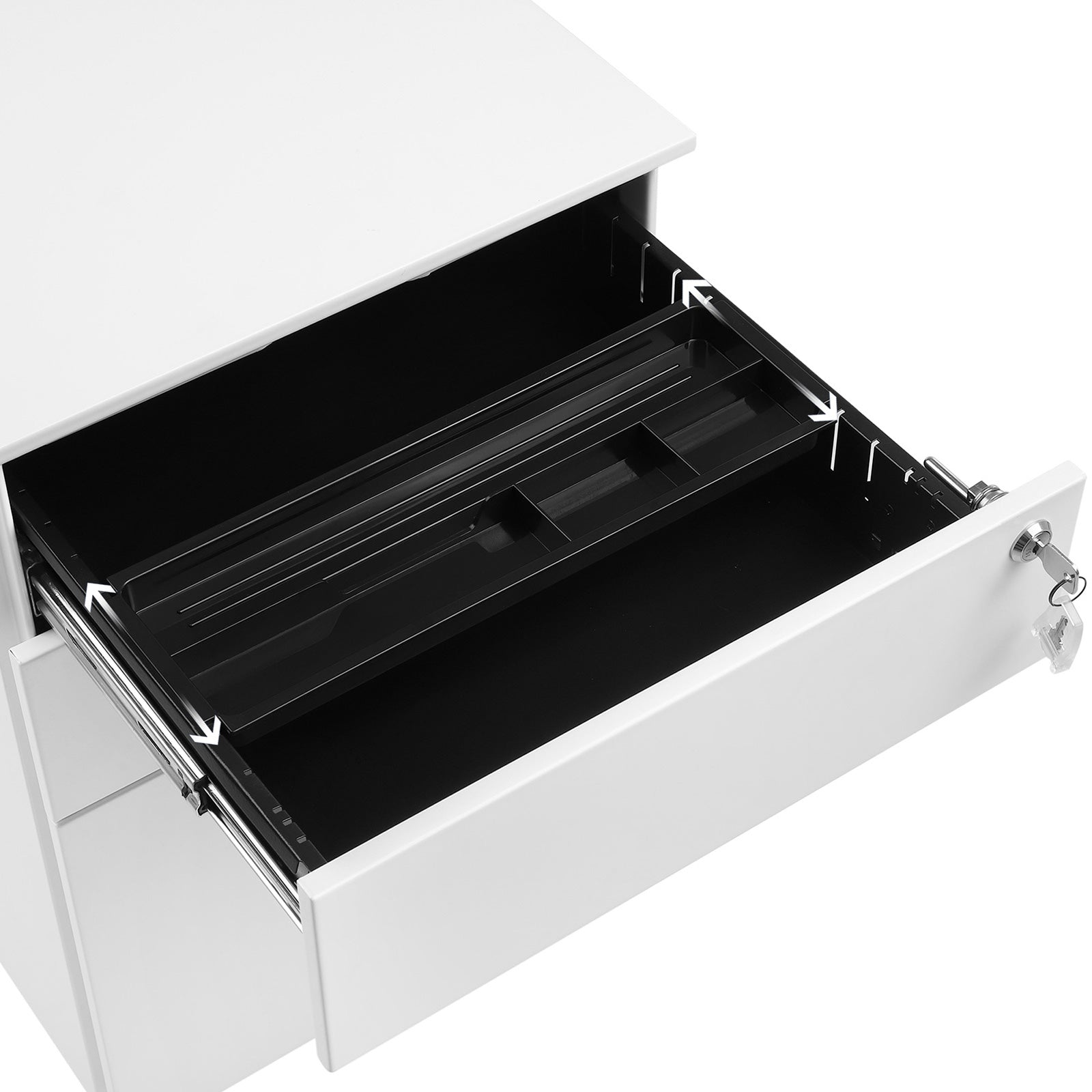 3-Drawer Lockable Mobile Filing Cabinet, White - image 7