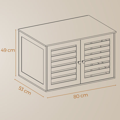 Cat Litter Box Cabinet Furniture with Removable Divider, Cat House End Table, Brown - image 6