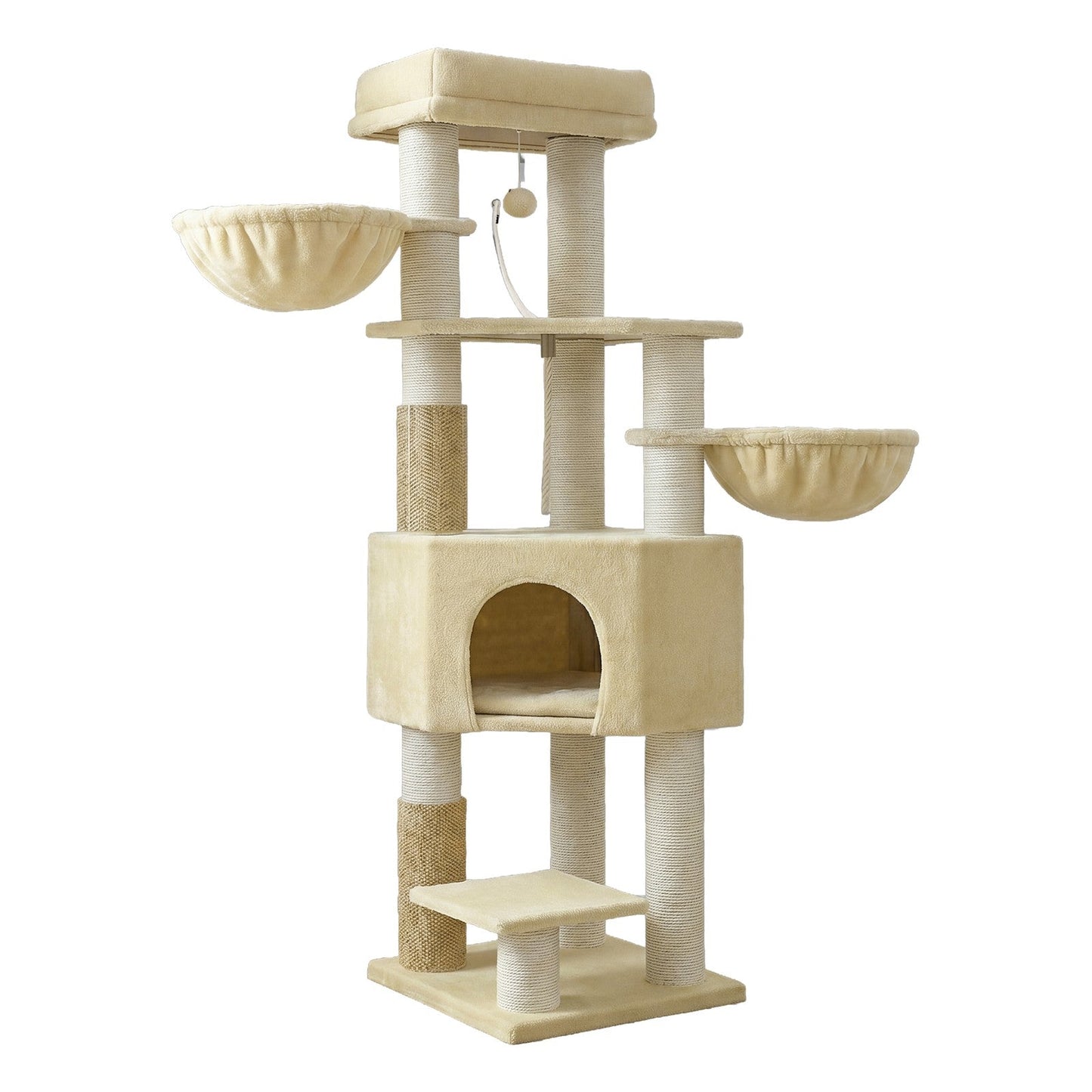 Large Heavy Duty Cat Condo with Sisal Posts, Grey and White - image 24