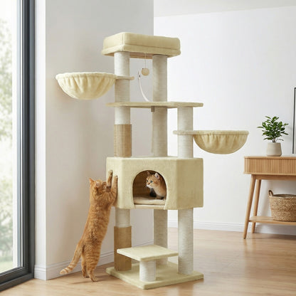 Large Heavy Duty Cat Condo with Sisal Posts, Grey and White - image 27