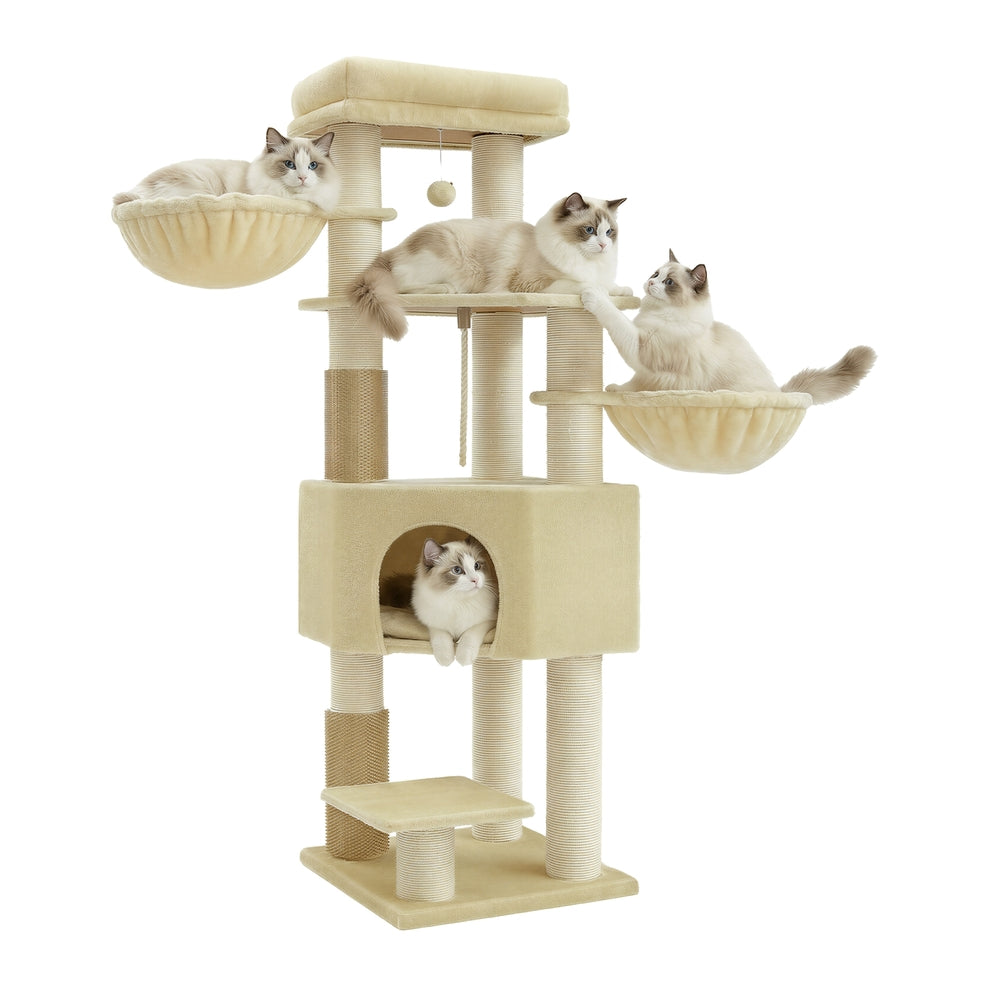 Large Heavy Duty Cat Condo with Sisal Posts, Grey and White - image 29