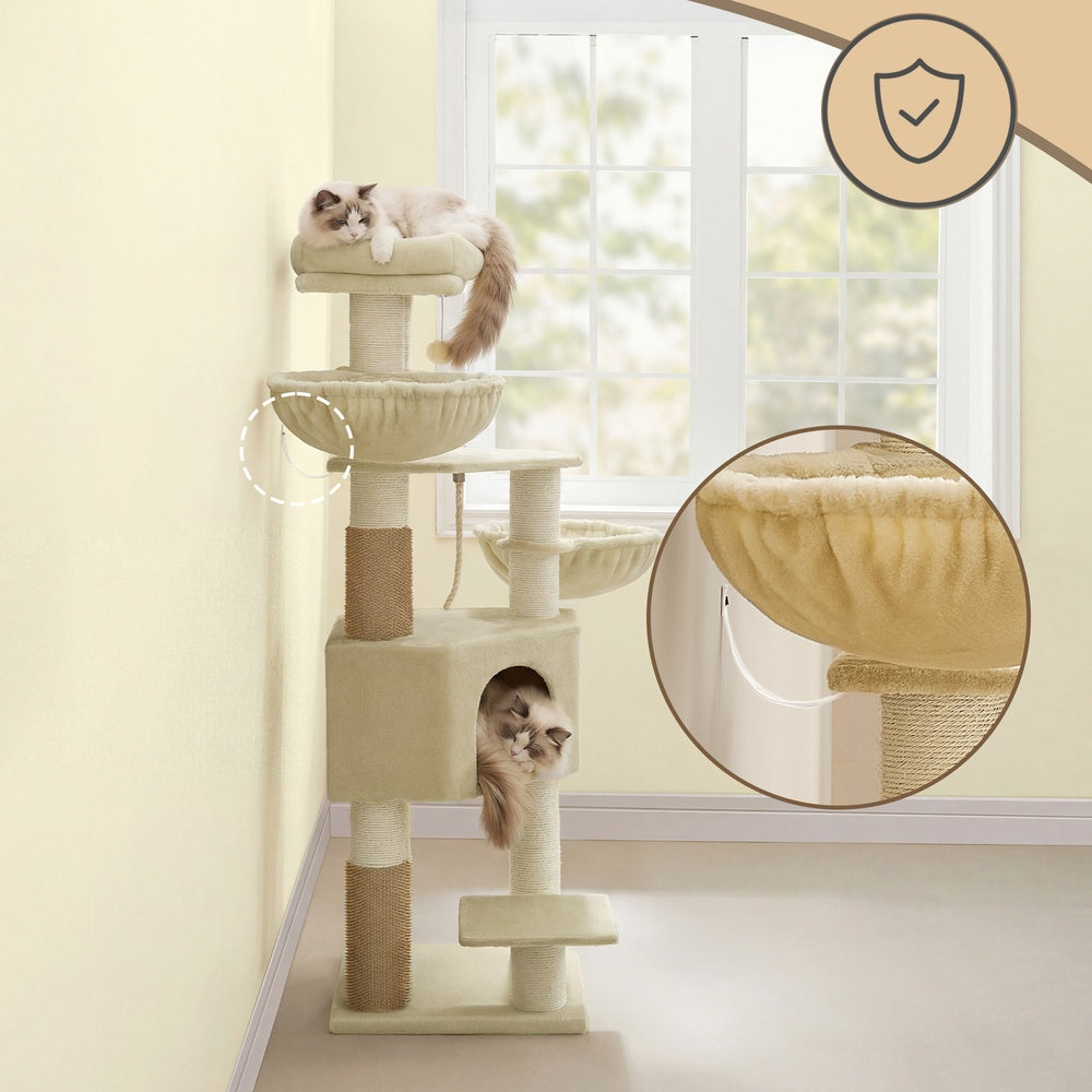 Large Heavy Duty Cat Condo with Sisal Posts, Grey and White - image 31
