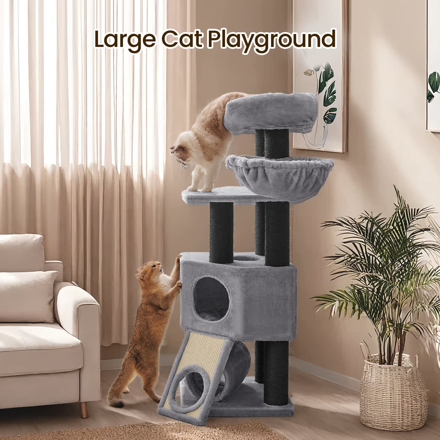 Large Cat Tree, Cat Condo with Scratching Post, Cave - image 2