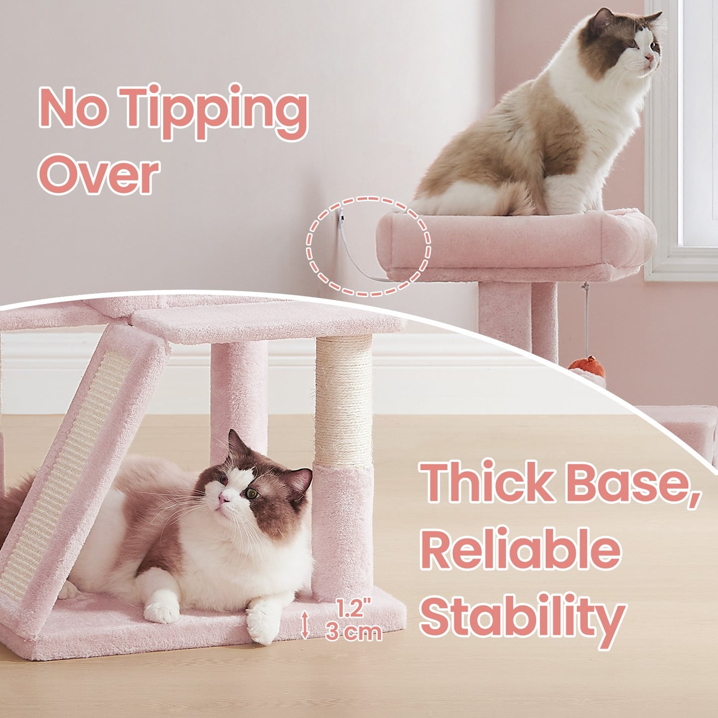Small Cat Tree, Cat Tower with Widened Perch for Large Cats Indoor, Kittens - image 6