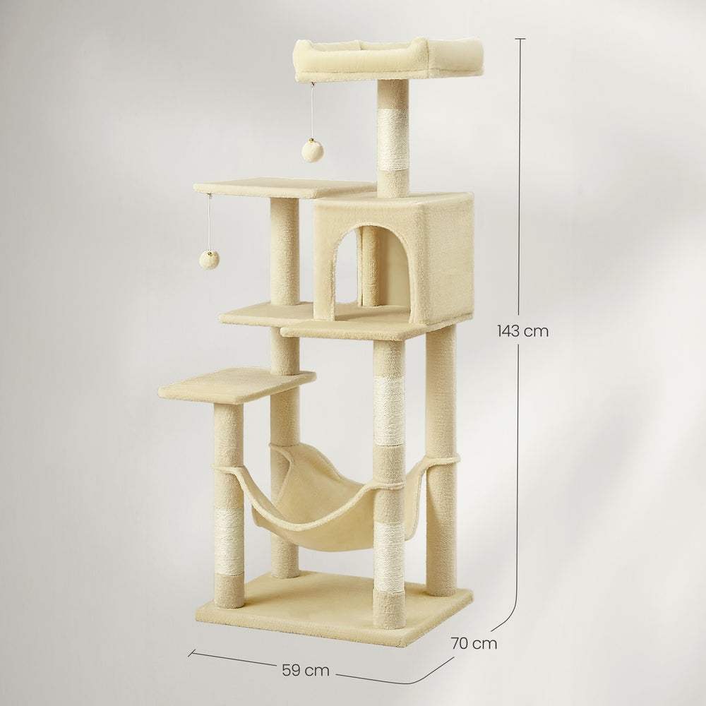 Multi-Level Cat Tree, Cat Tower Condo with 4 Scratching Posts, Hammock - image 14