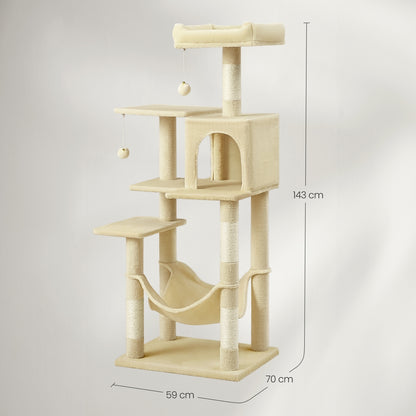 Multi-Level Cat Tree, Cat Tower Condo with 4 Scratching Posts, Hammock - image 14