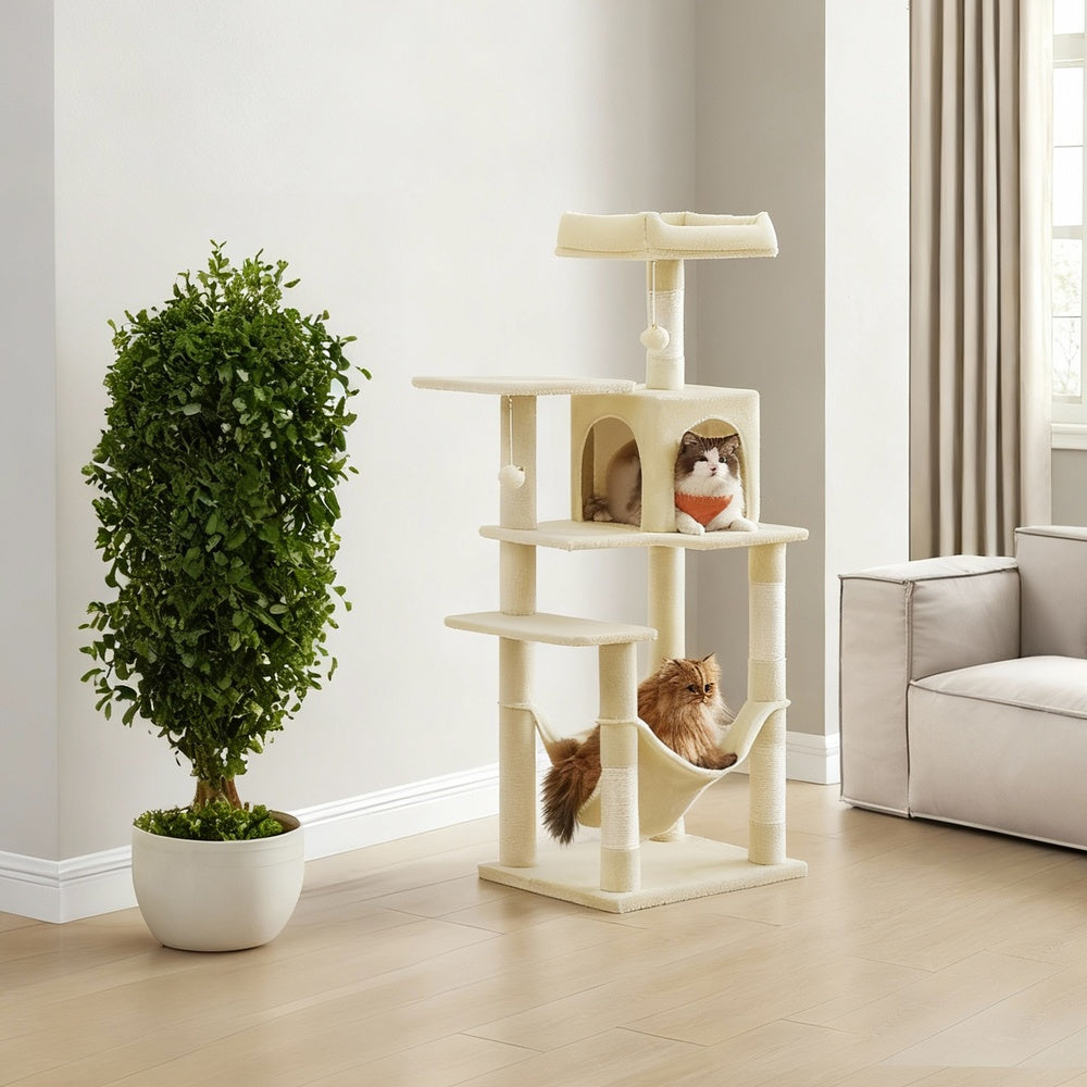 Multi-Level Cat Tree, Cat Tower Condo with 4 Scratching Posts, Hammock - image 15