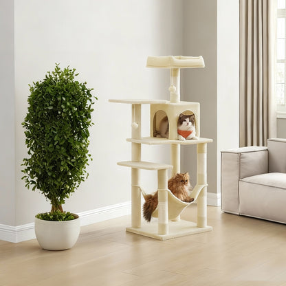 Multi-Level Cat Tree, Cat Tower Condo with 4 Scratching Posts, Hammock - image 15